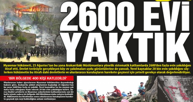 Mynmar hükümeti itiraf etti, 2600 evi yaktık