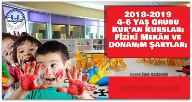 2018-2019 4-6 Yaş Grubu Kur’an Kursları Fiziki Mekân ve Donanım Şartları