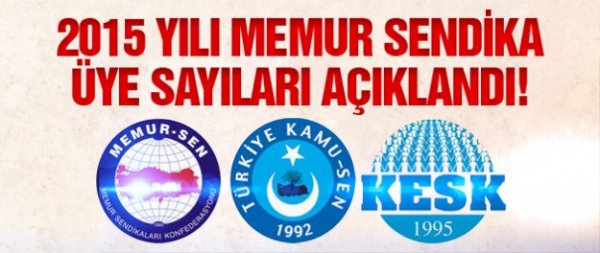 2015 Diyanet ve Vakıf Hizmetleri sendika üye sayıları