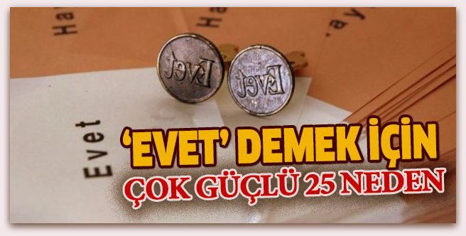 Referandumda \'Evet\' demek için 25 neden