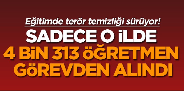 Sadece o ilde 4 bin 313 öğretmen görevden alındı