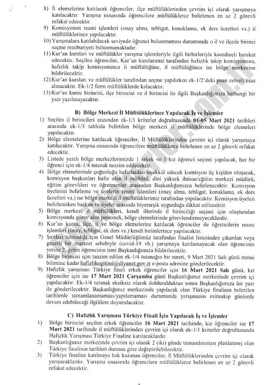 2021 Yılı Türkiye Geneli Hafızlık Yarışması