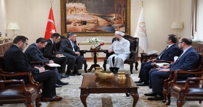 Diyanet İşleri Başkanı Erbaş, Özbekistan Ankara Büyükelçisi Agzamhocaev’i kabul etti