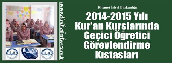 Kur&#39;an Kurslarında Ge&#231;ici &#214;ğretici G&#246;revlendirme Kıstasları