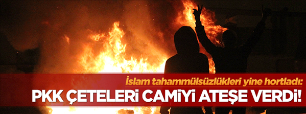 PKK &#231;eteleri Bitlis&#39;te camiyi ateşe verdi!