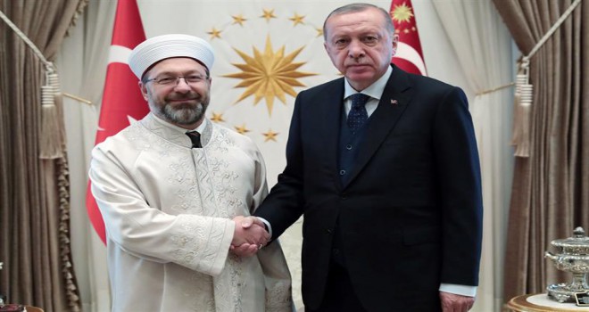 Cumhurbaşkanı Erdoğan, Diyanet İşleri Başkanı Erbaş'ı kabul etti