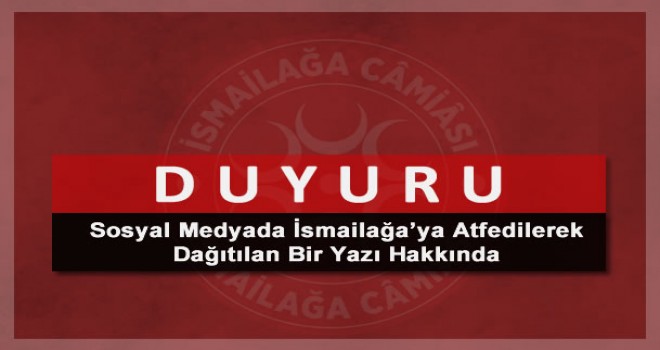 Sosyal Medyada Yer Alan Bazı Yazılar Üzerine Kamuoyu Duyurusu