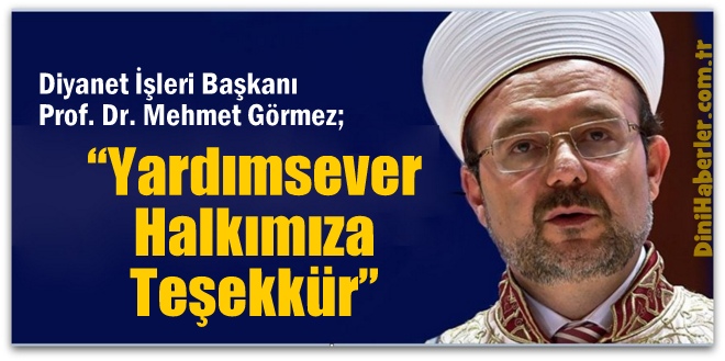 Başkan Görmez'den teşekkür mesajı