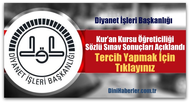 Kur’an Kursu Öğreticiliği Sözlü Sınav Sonuçları Açıklandı